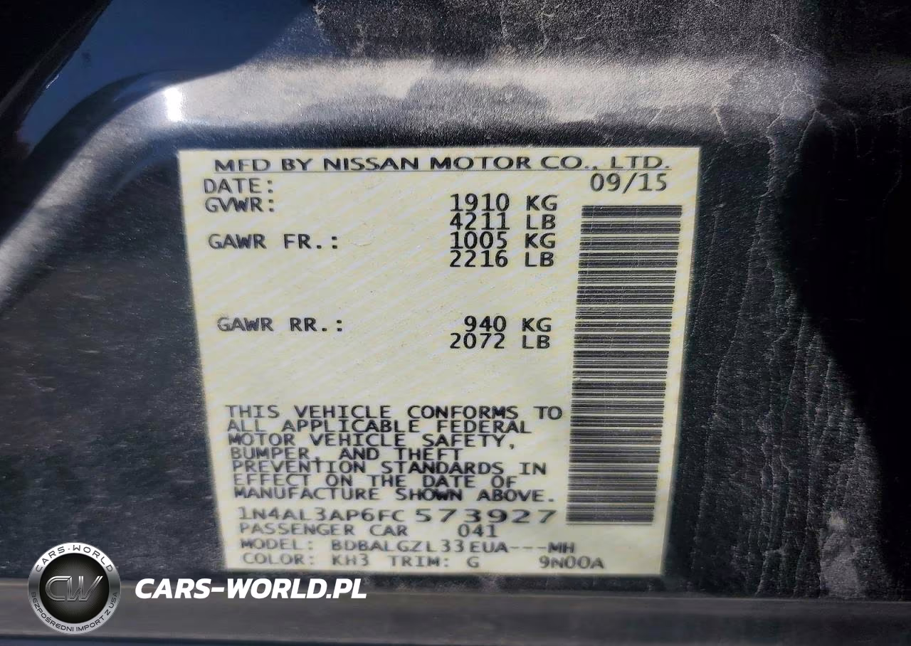 2015 Nissan Altima 2.5 S VIN:1N4AL3AP6FC573927 - 12