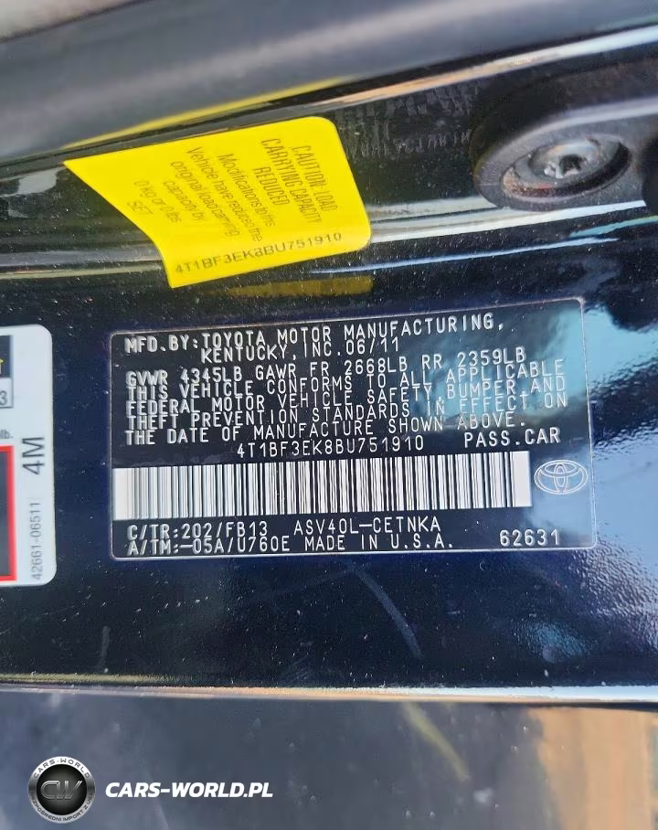 2011 Toyota Camry Base VIN:4T1BF3EK8BU751910 - 12