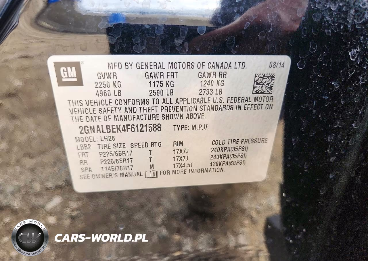 2015 Chevrolet Equinox Lt VIN:2GNALBEK4F6121588 - 12