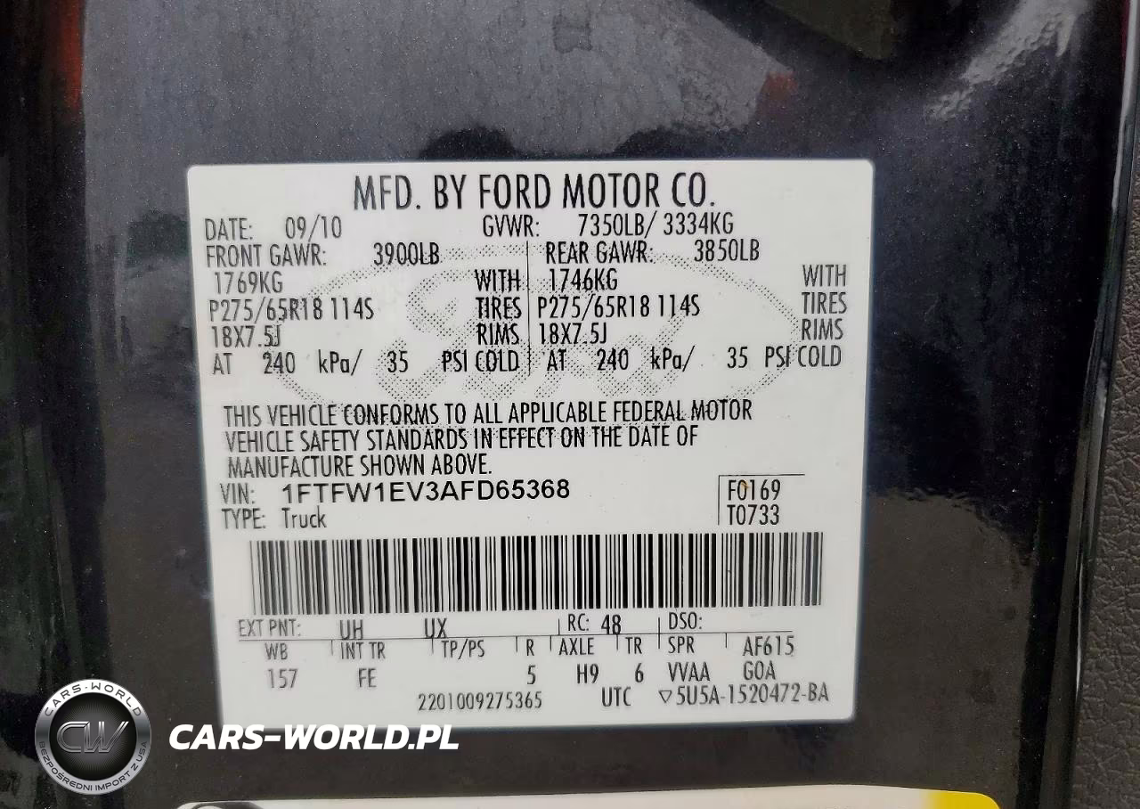2010 Ford F150 Supercrew VIN:1FTFW1EV3AFD65368 - 12