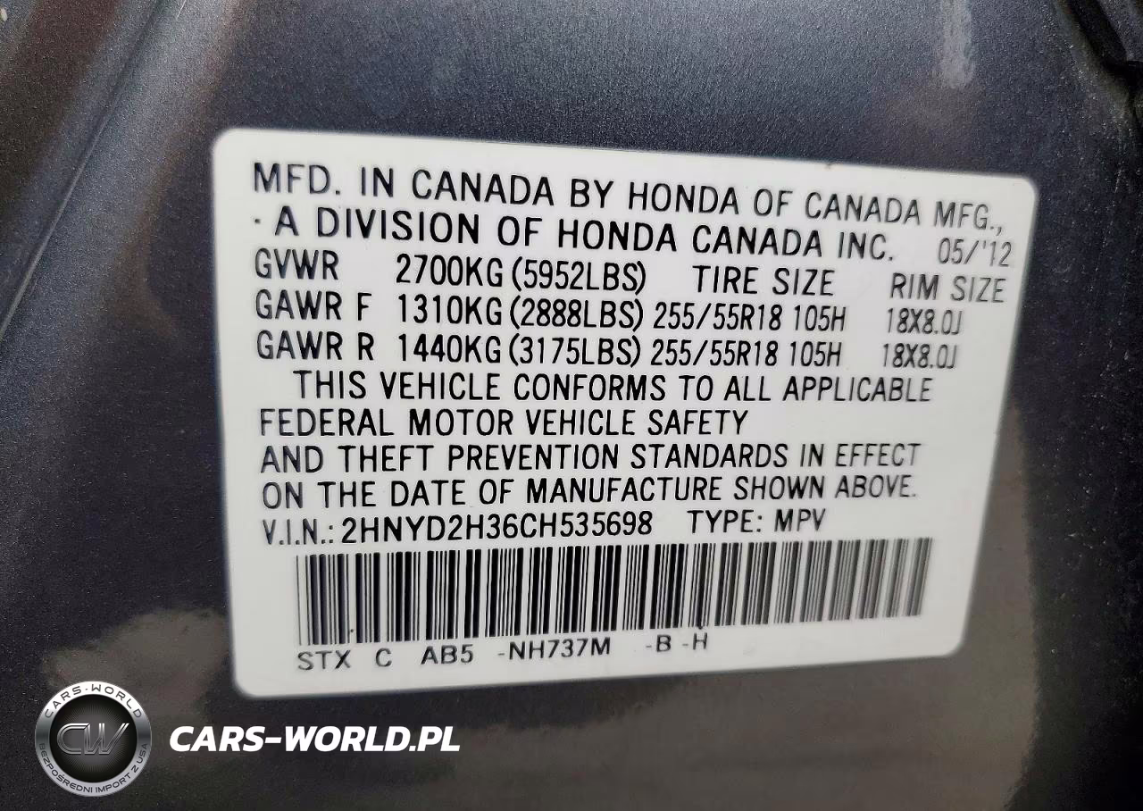 2012 Acura Mdx Technology VIN:2HNYD2H36CH535698 - 13