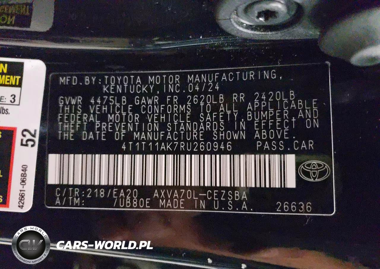 2024 Toyota Camry Se VIN:4T1T11AK7RU260946 - 12