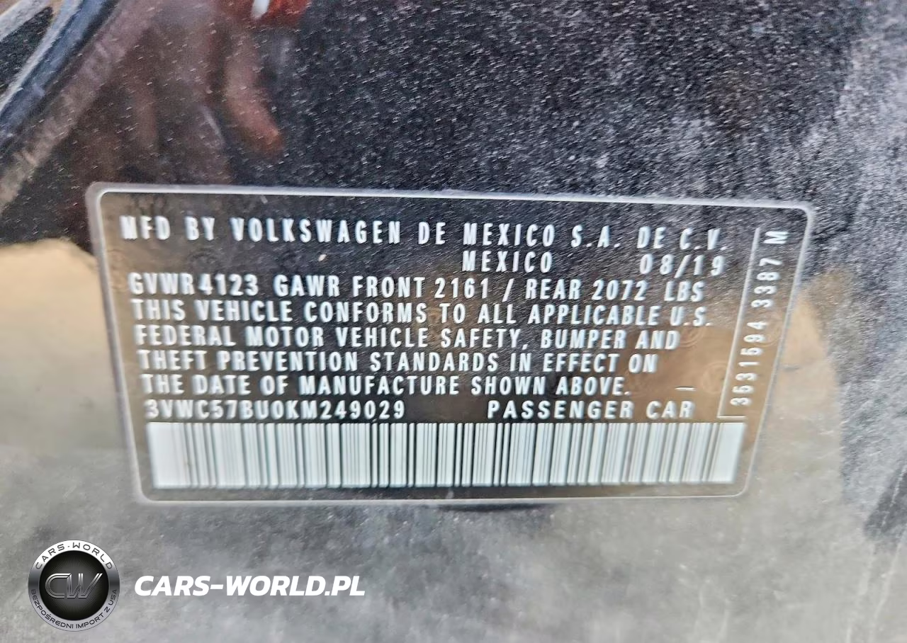 2019 Volkswagen Jetta S VIN:3VWC57BU0KM249029 - 12