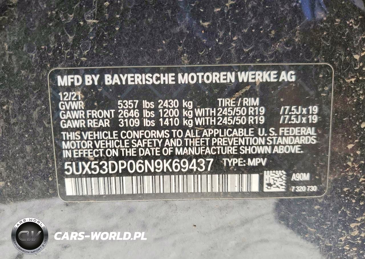 2022 BMW X3 xDrive30I VIN:5UX53DP06N9K69437 - 13