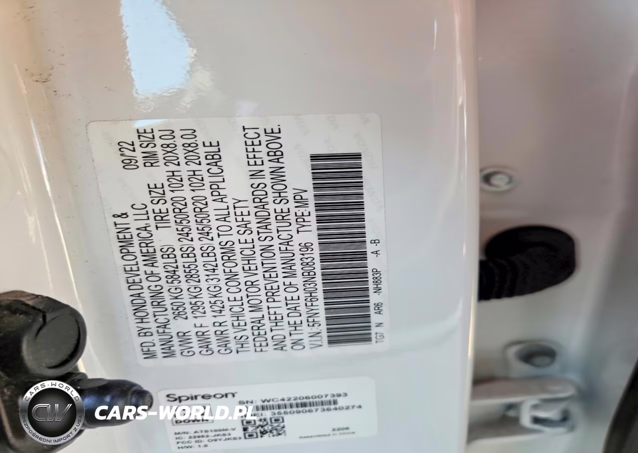 2022 Honda Pilot Elite VIN:5FNYF6H03NB083196 - 14