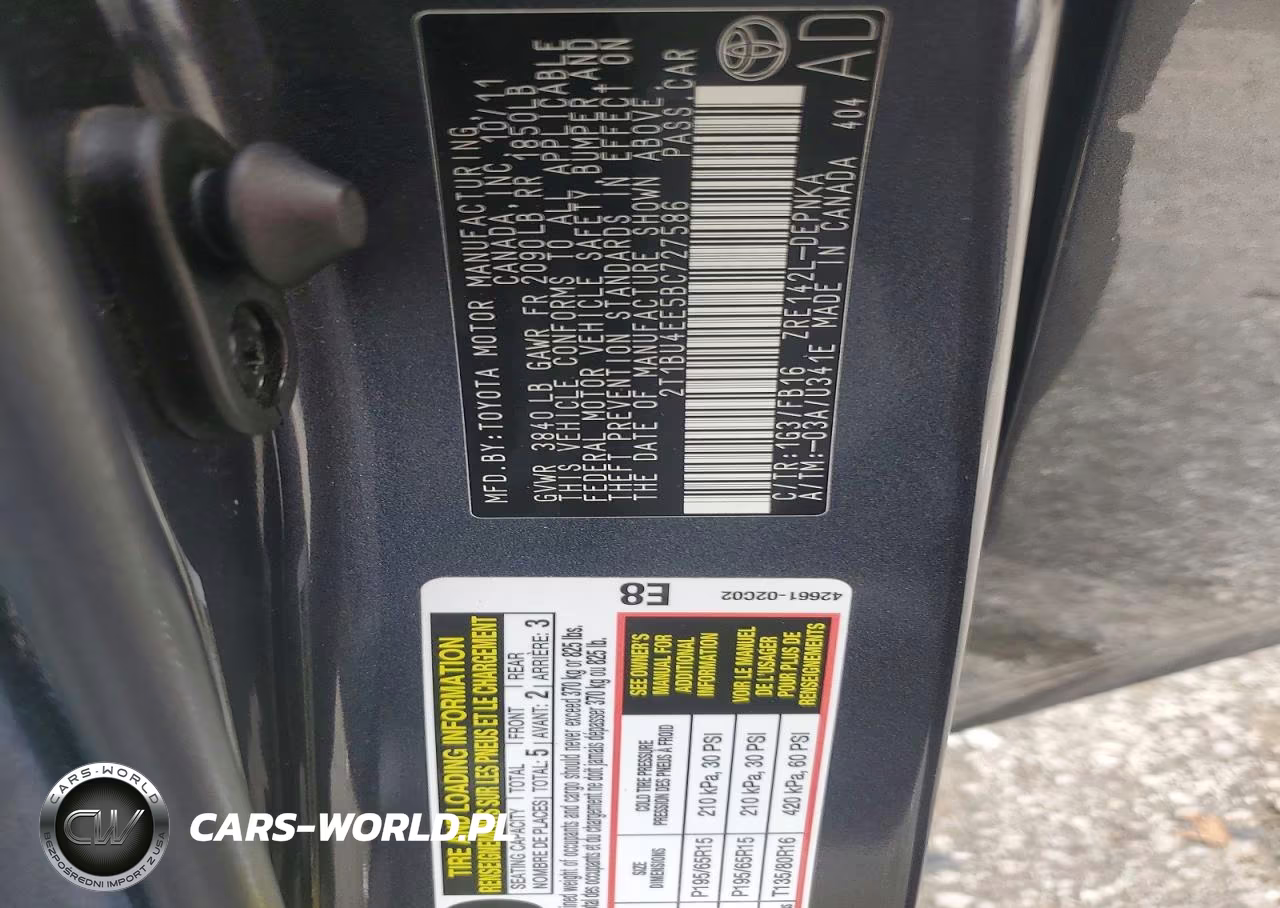 2011 Toyota Corolla Le VIN:2T1BU4EE5BC727586 - 12