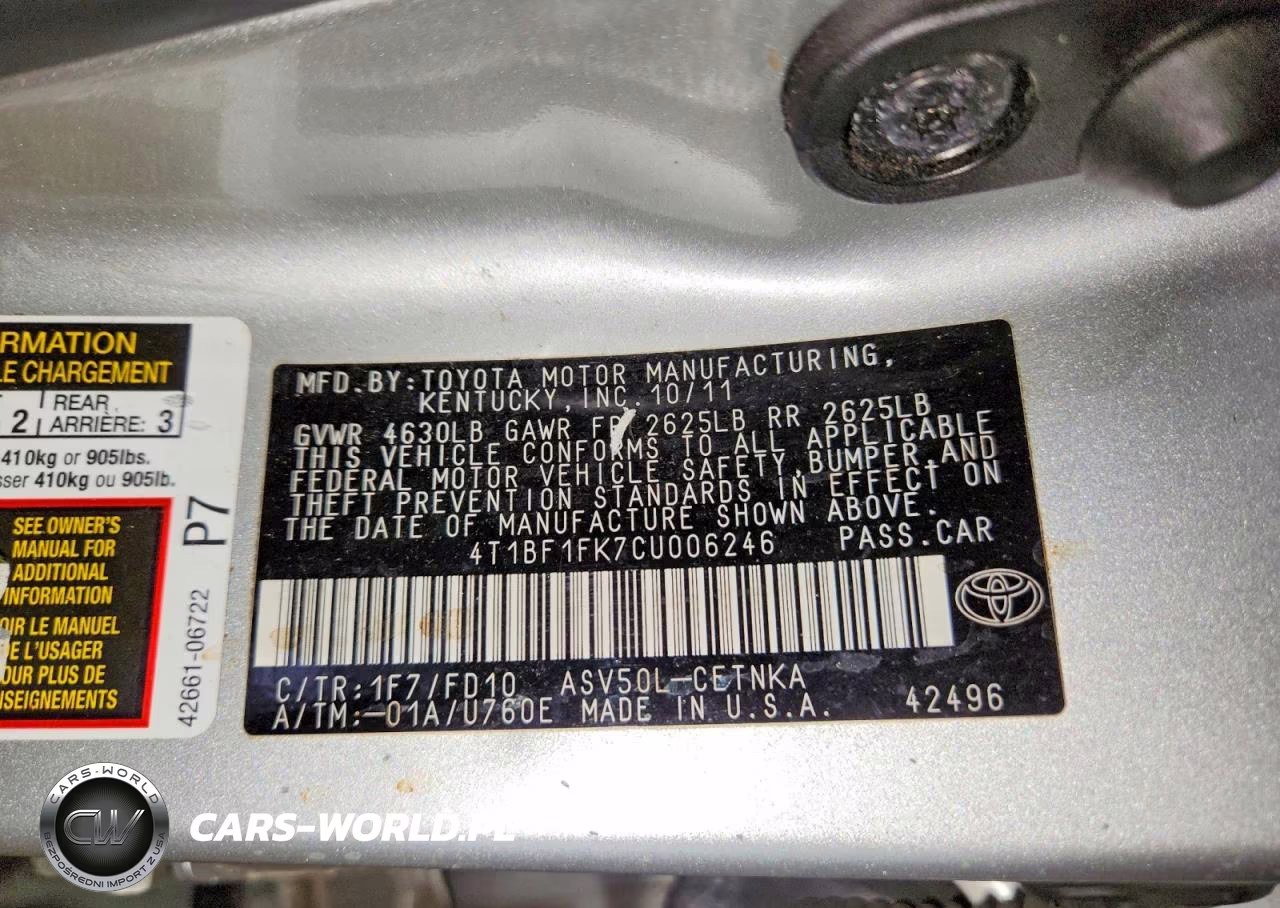 2012 Toyota Camry Le VIN:4T1BF1FK7CU006246 - 12