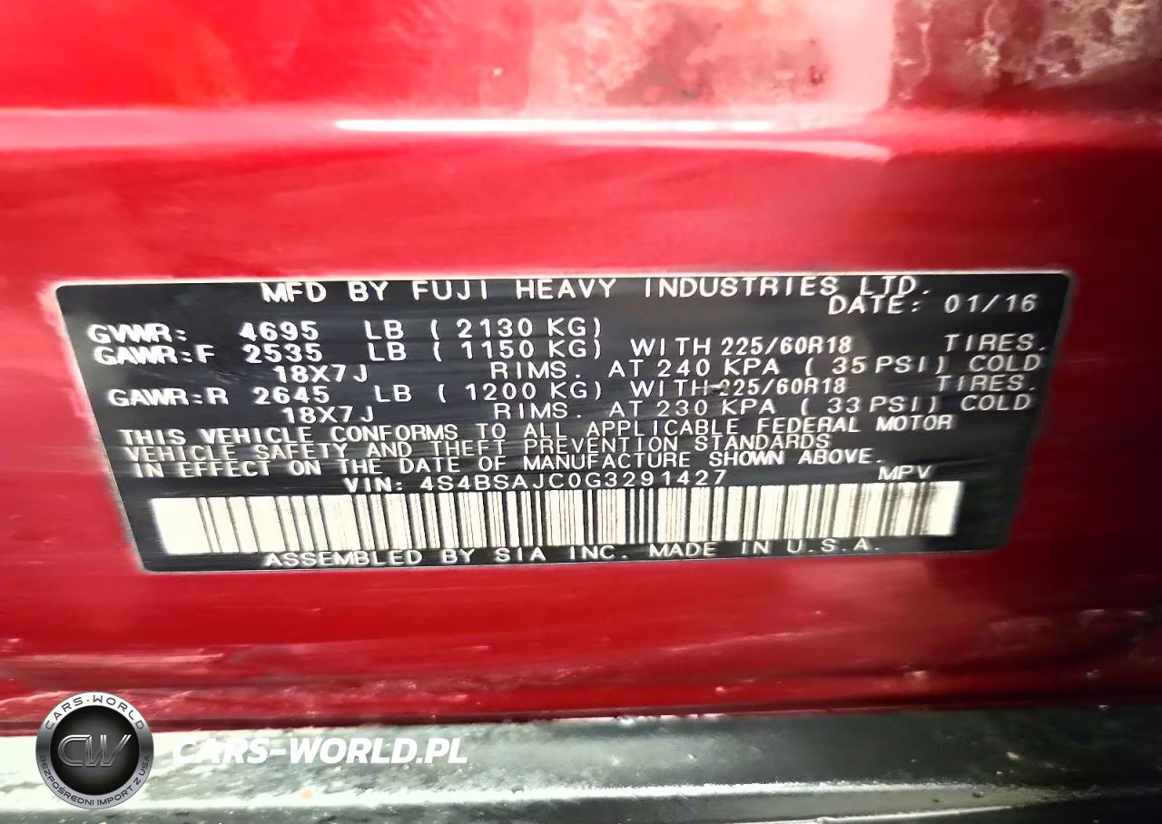 2016 Subaru Outback 2.5I Limited VIN:4S4BSAJC0G3291427 - 13