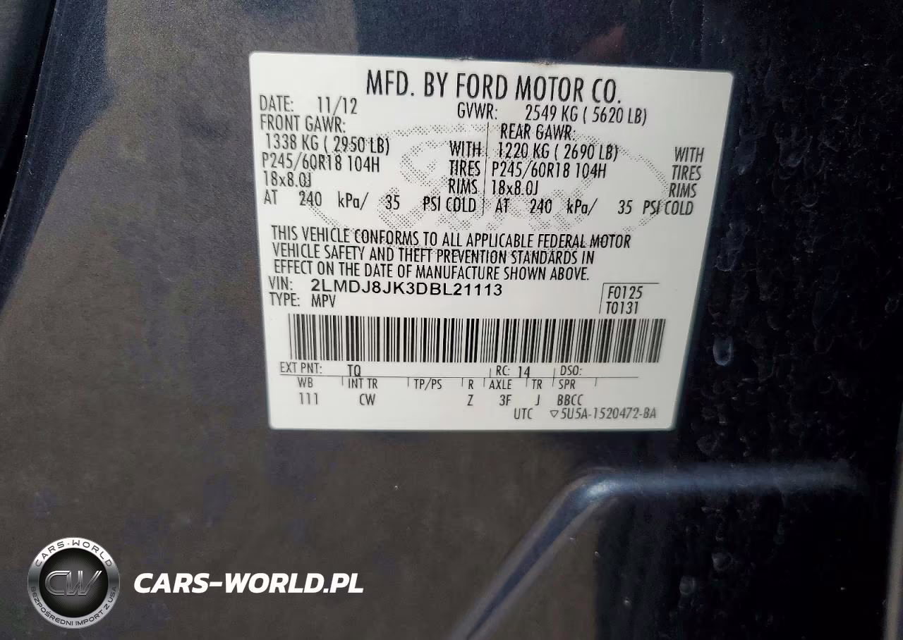 2013 Lincoln Mkx VIN:2LMDJ8JK3DBL21113 - 13