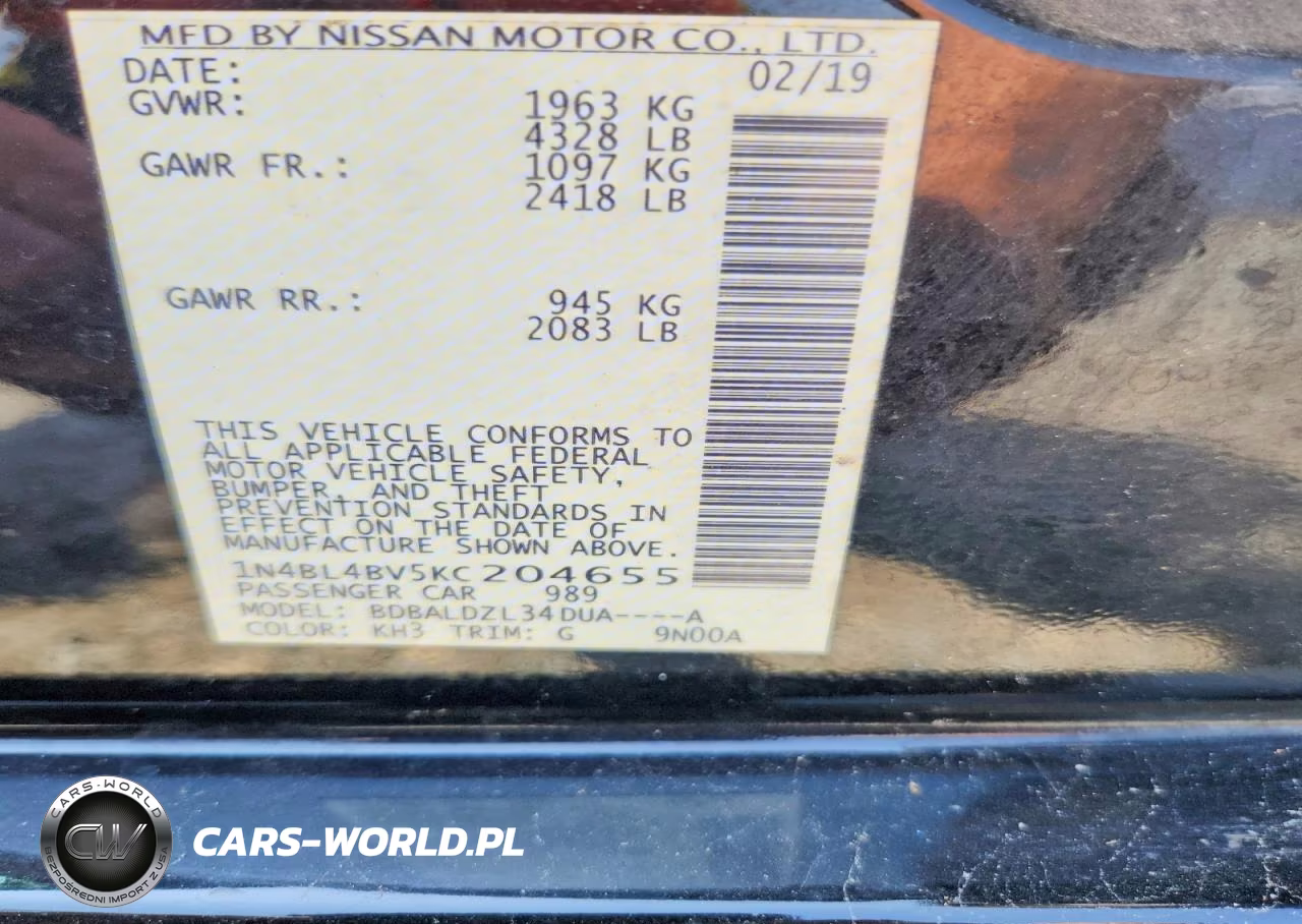 2019 Nissan Altima S VIN:1N4BL4BV5KC204655 - 13
