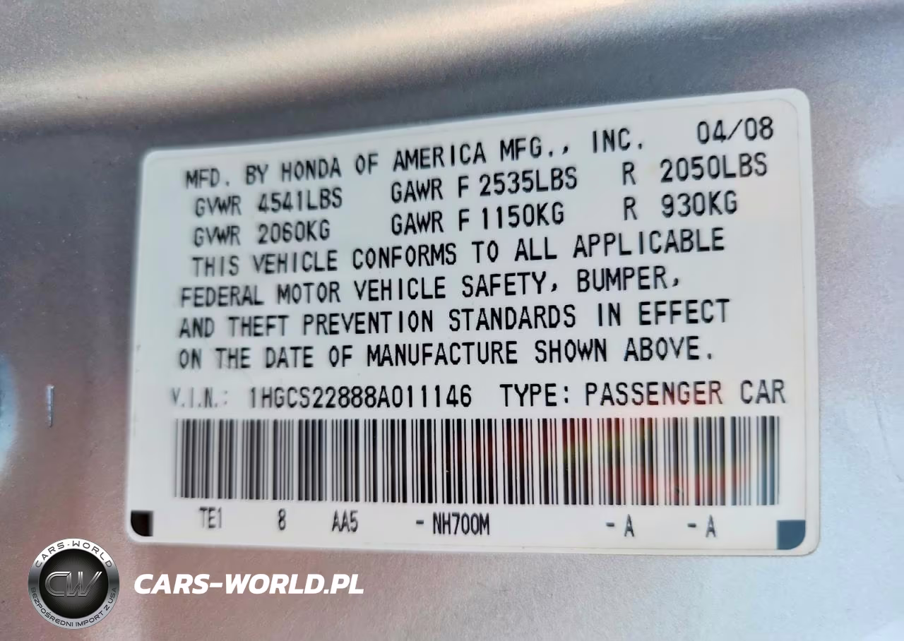 2008 Honda Accord Exl VIN:1HGCS22888A011146 - 12
