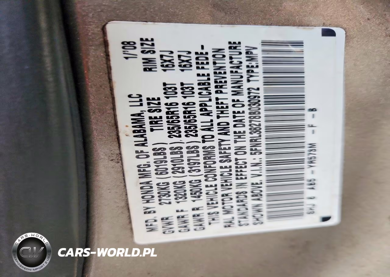 2008 Honda Odyssey Lx VIN:5FNRL38278B030972 - 14