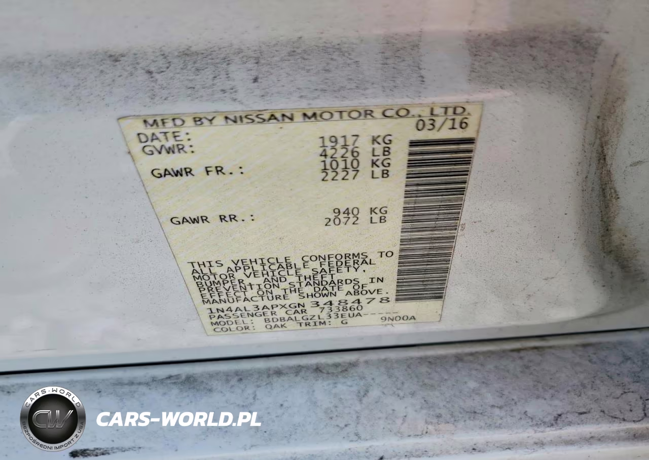 2016 Nissan Altima 2.5 S VIN:1N4AL3APXGN348478 - 12