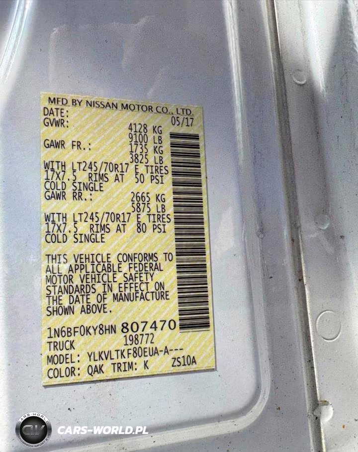 2017 Nissan Nv 2500 Hd Sv VIN:1N6BF0KY8HN807470 - 10