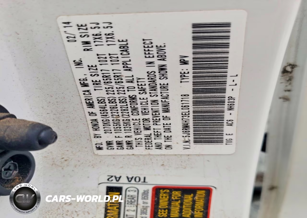 2014 Honda Cr-V Exl VIN:5J6RM4H73EL061718 - 13