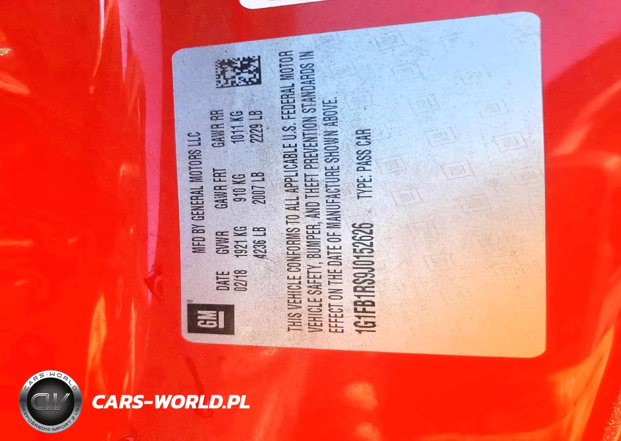 2018 Chevrolet Camaro Lt VIN:1G1FB1RS9J0152626 - 13