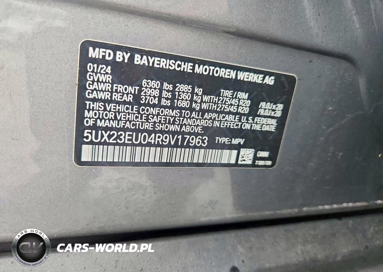 2024 BMW X5 xDrive40I VIN:5UX23EU04R9V17963 - 14