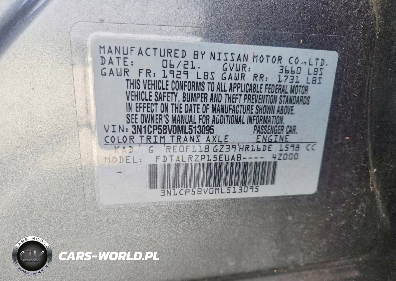 2021 Nissan Kicks S VIN:3N1CP5BV0ML513095 - 14