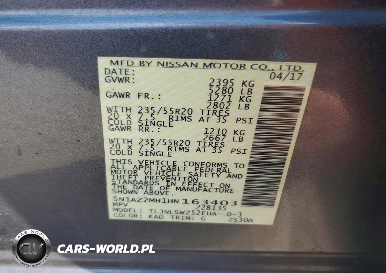 2017 Nissan Murano Platinum VIN:5N1AZ2MH1HN163403 - 13