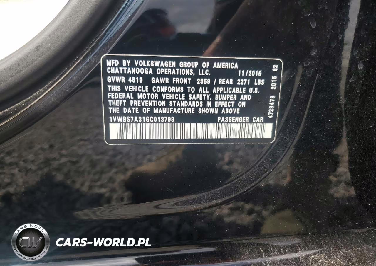 2016 Volkswagen Passat Se VIN:1VWBS7A31GC013799 - 12