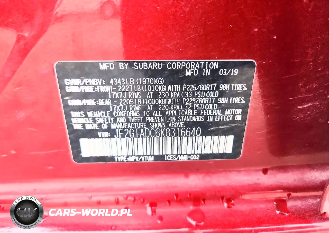 2019 Subaru Crosstrek Premium VIN:JF2GTADC6K8316640 - 13