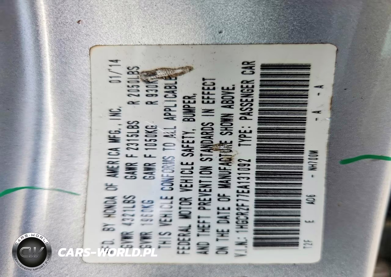 2014 Honda Accord Ex VIN:1HGCR2F77EA131092 - 13