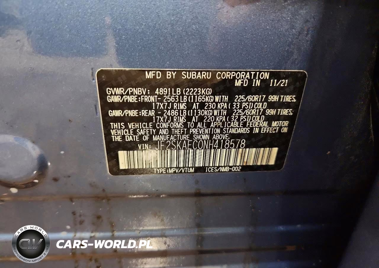 2022 Subaru Forester Premium VIN:JF2SKAEC0NH418578 - 13