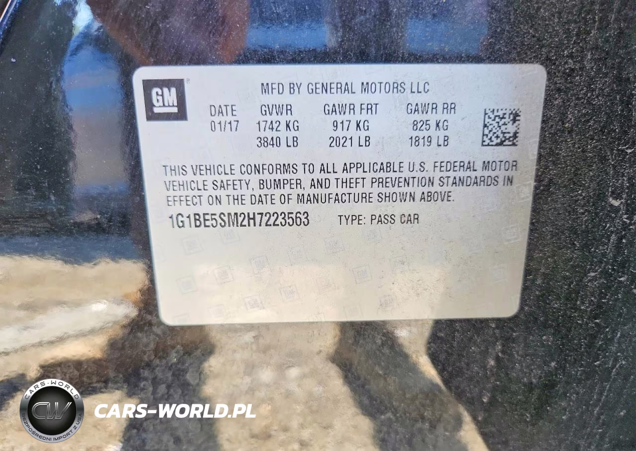 2017 Chevrolet Cruze Lt VIN:1G1BE5SM2H7223563 - 12