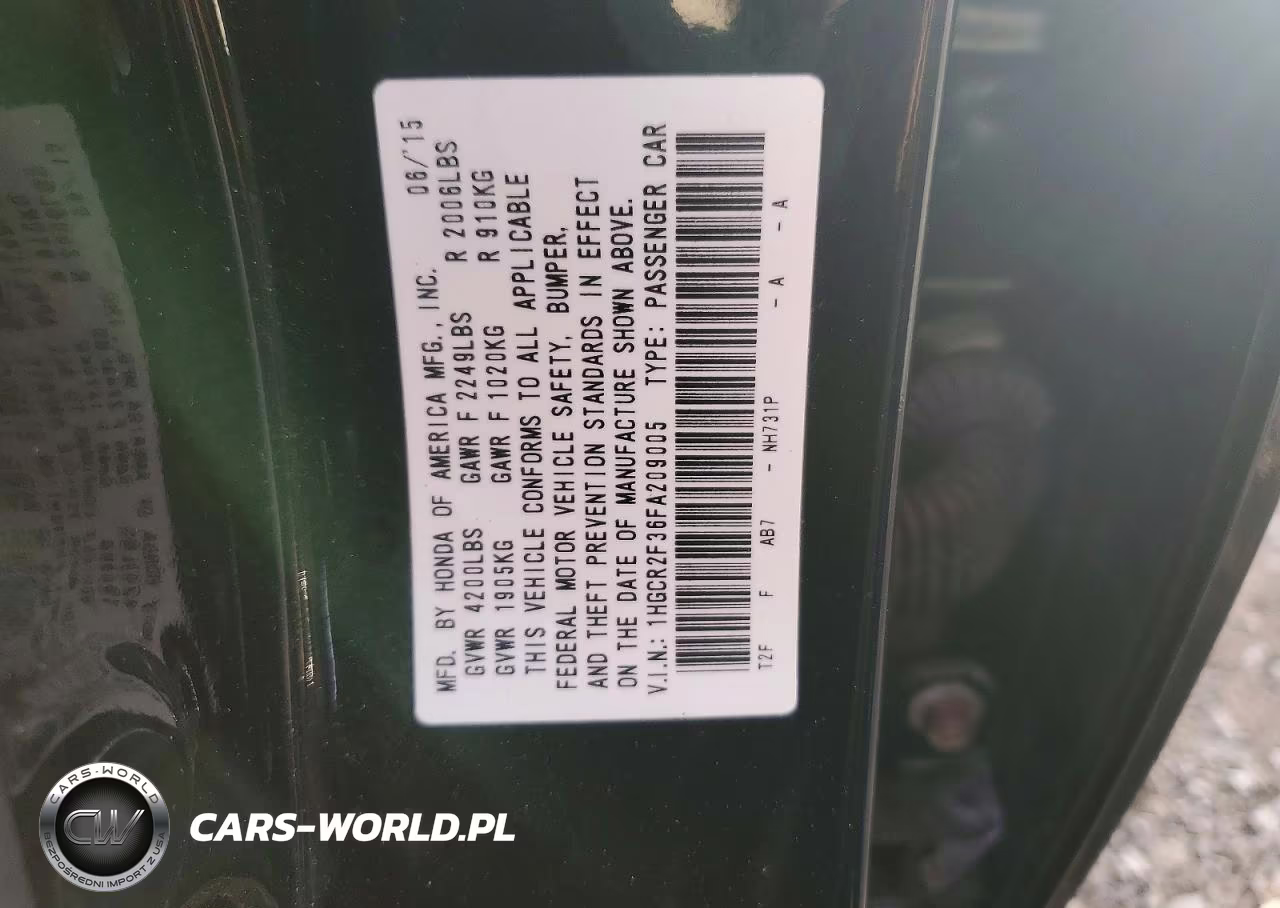 2015 Honda Accord Lx VIN:1HGCR2F36FA209005 - 12