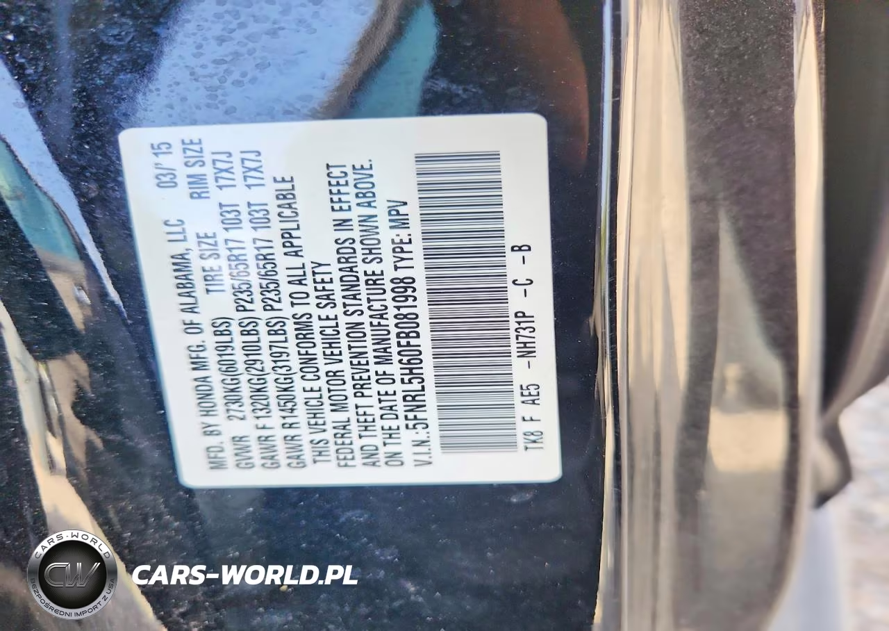 2015 Honda Odyssey Exl VIN:5FNRL5H60FB081998 - 13