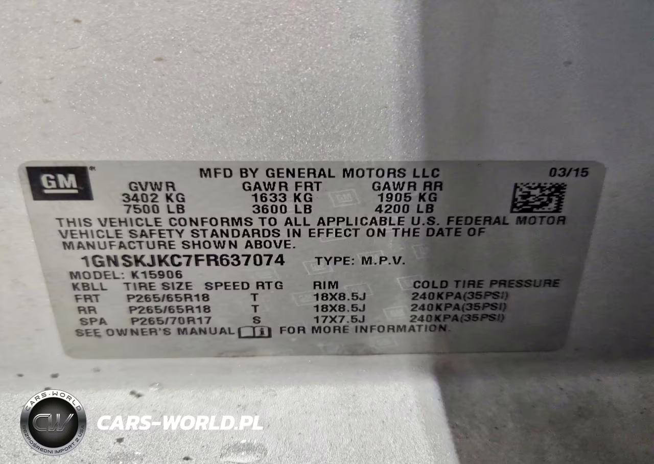 2015 Chevrolet Suburban K1500 Lt VIN:1GNSKJKC7FR637074 - 13