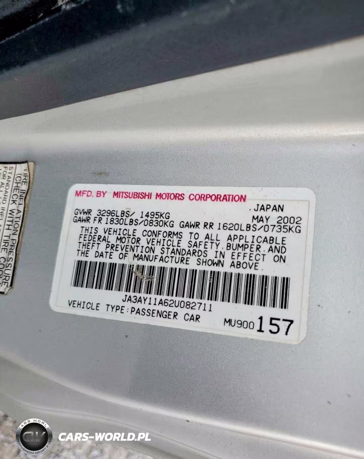 2002 Mitsubishi Mirage De VIN:JA3AY11A62U082711 - 12