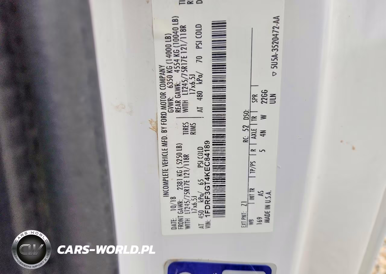 2019 Ford F350 Super Duty VIN:1FDRF3GT4KEC84189 - 12