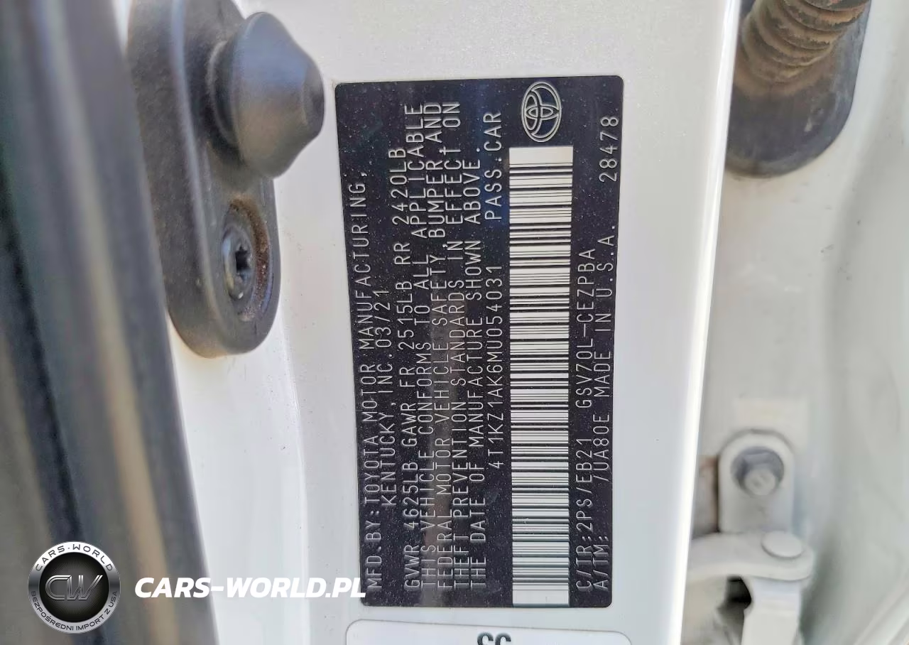 2021 Toyota Camry Trd VIN:4T1KZ1AK6MU054031 - 12