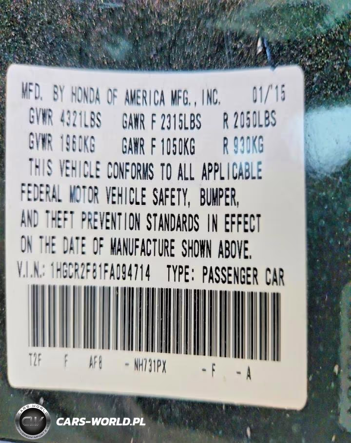 2015 Honda Accord Exl VIN:1HGCR2F81FA094714 - 12