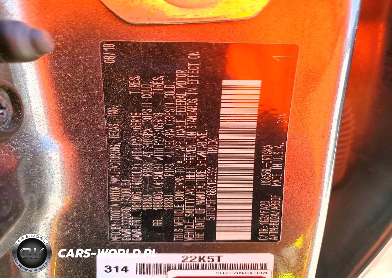 2011 Toyota Tundra Double Cab Sr5 VIN:5TFUY5F16BX160322 - 12