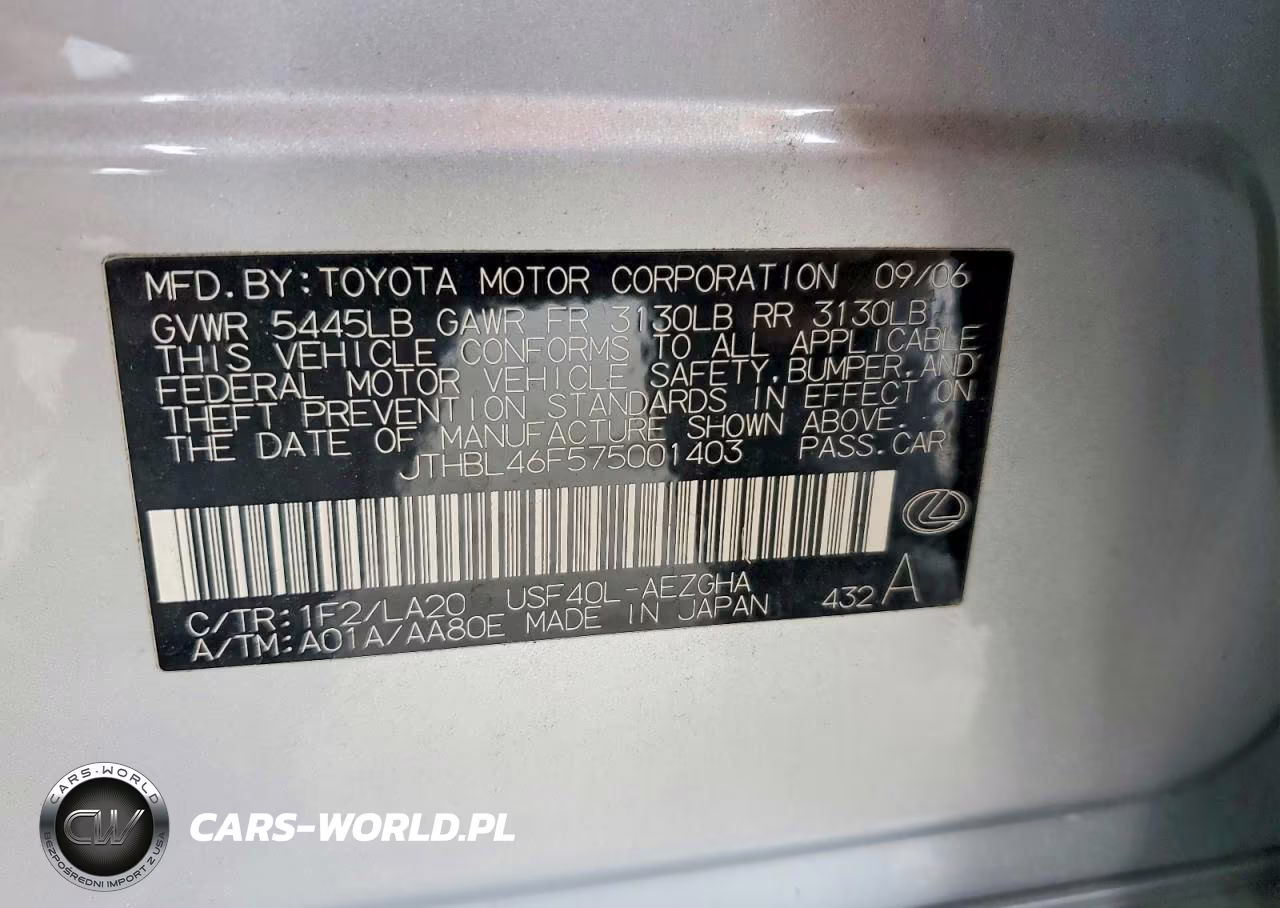 2007 Lexus Ls 460 VIN:JTHBL46F575001403 - 12
