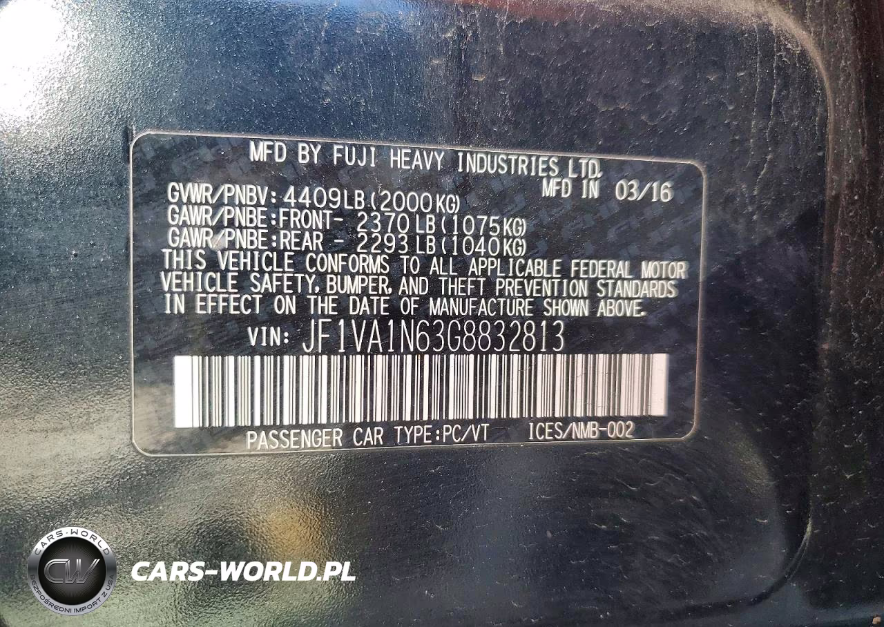 2016 Subaru Wrx Limited VIN:JF1VA1N63G8832813 - 12