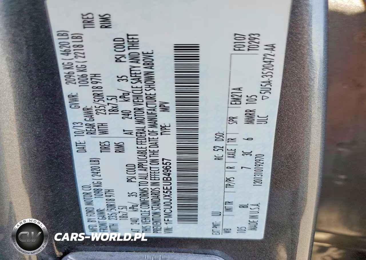 2014 Ford Escape Titanium VIN:1FMCU0JX5EUB49657 - 13