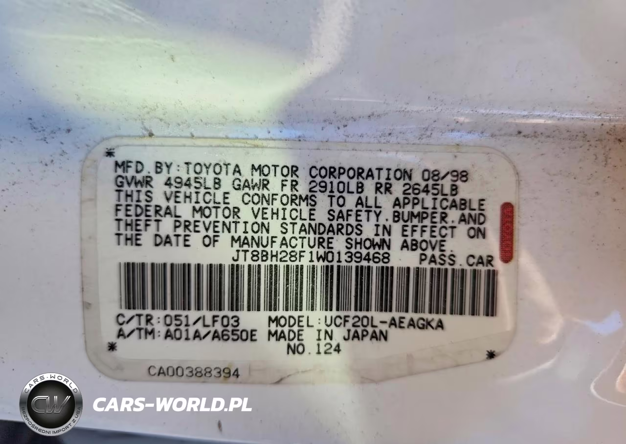 1998 Lexus Ls 400 VIN:JT8BH28F1W0139468 - 12