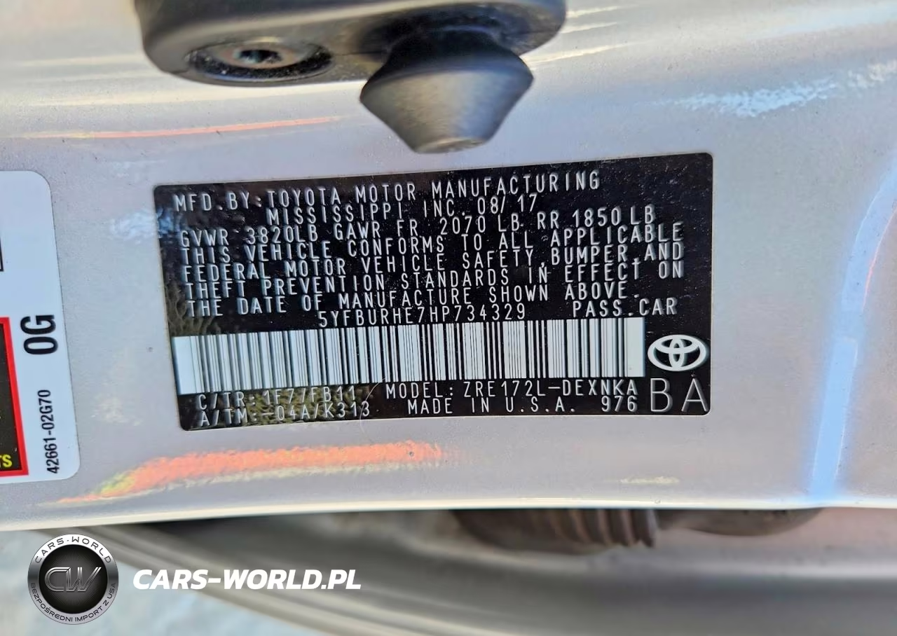 2017 Toyota Corolla Le VIN:5YFBURHE7HP734329 - 12
