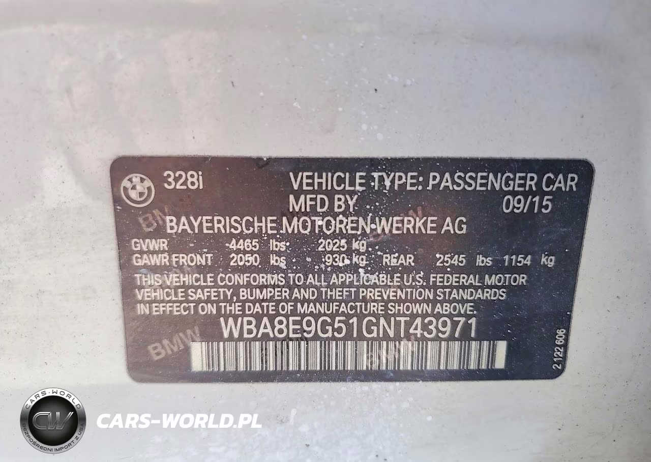 2016 BMW 328 I Sulev VIN:WBA8E9G51GNT43971 - 13