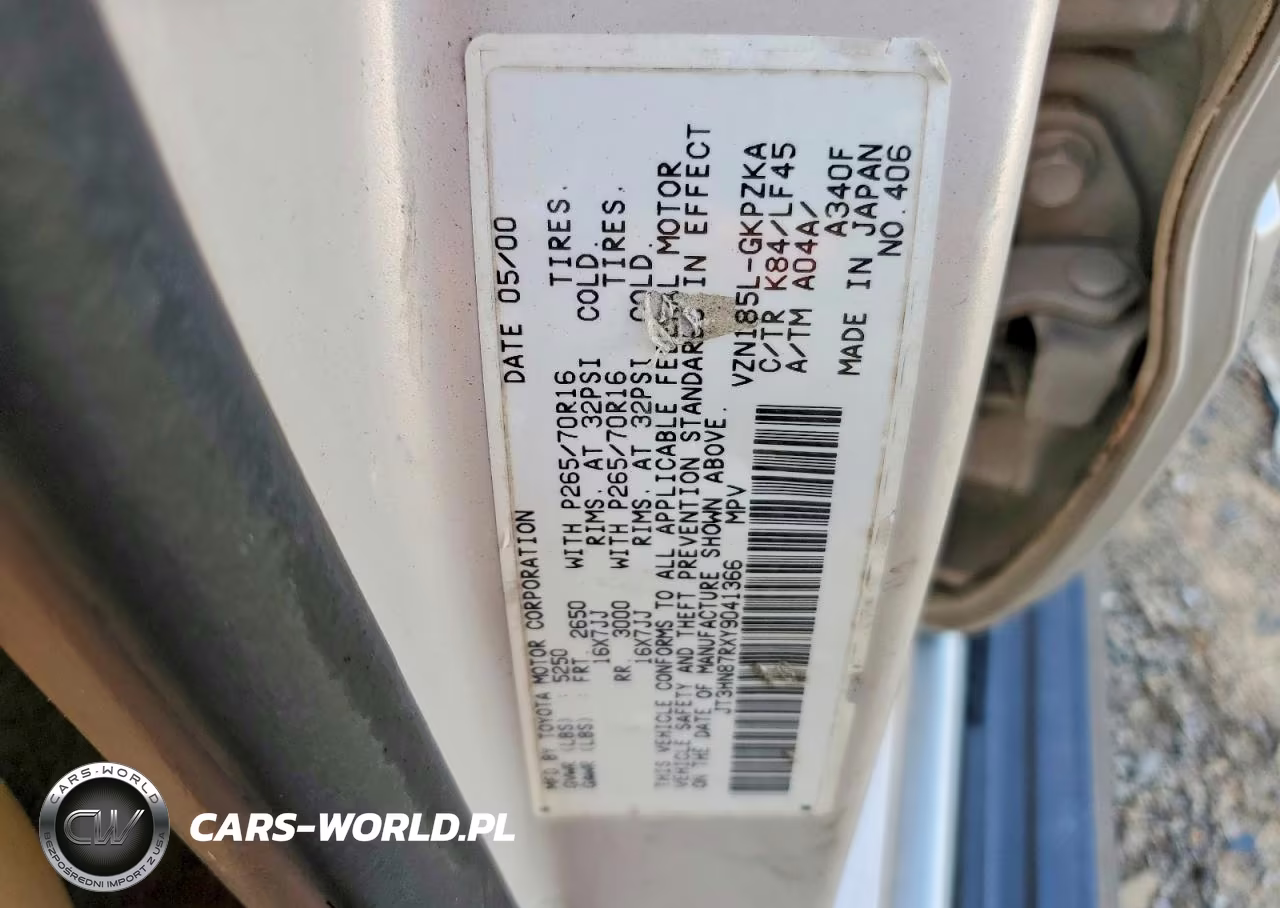 2000 Toyota 4Runner Limited VIN:JT3HN87RXY9041366 - 13