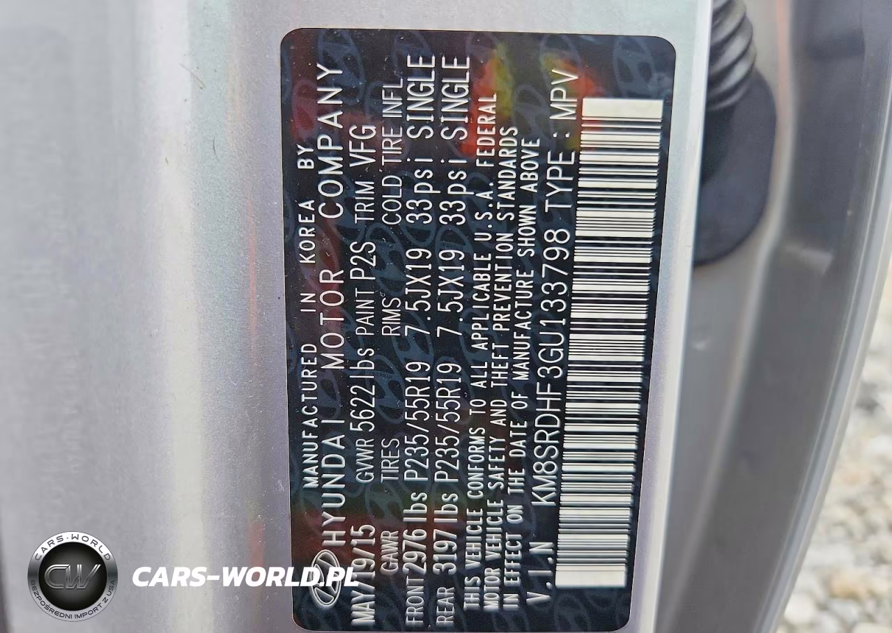 2016 Hyundai Santa Fe Se VIN:KM8SRDHF3GU133798 - 13