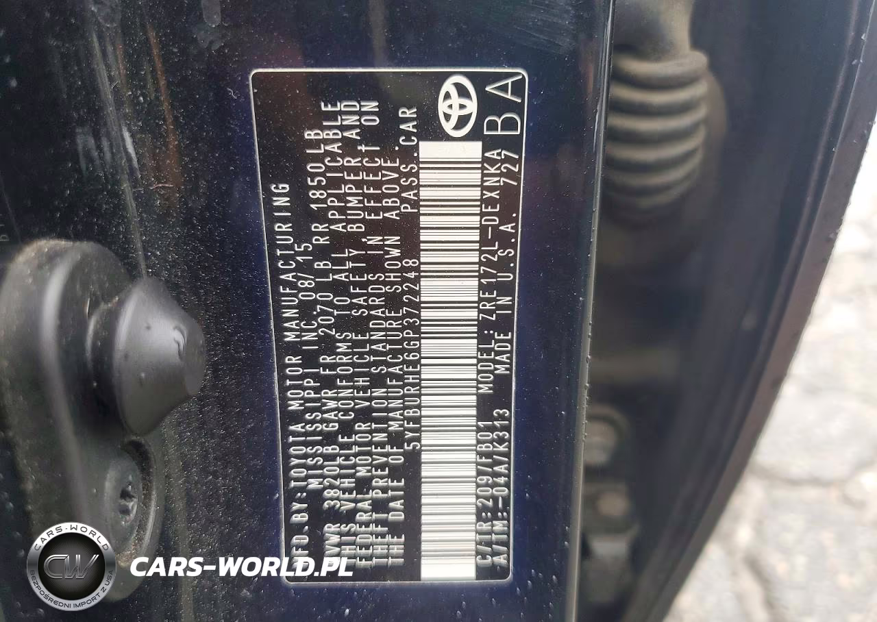 2016 Toyota Corolla Le VIN:5YFBURHE6GP372248 - 12