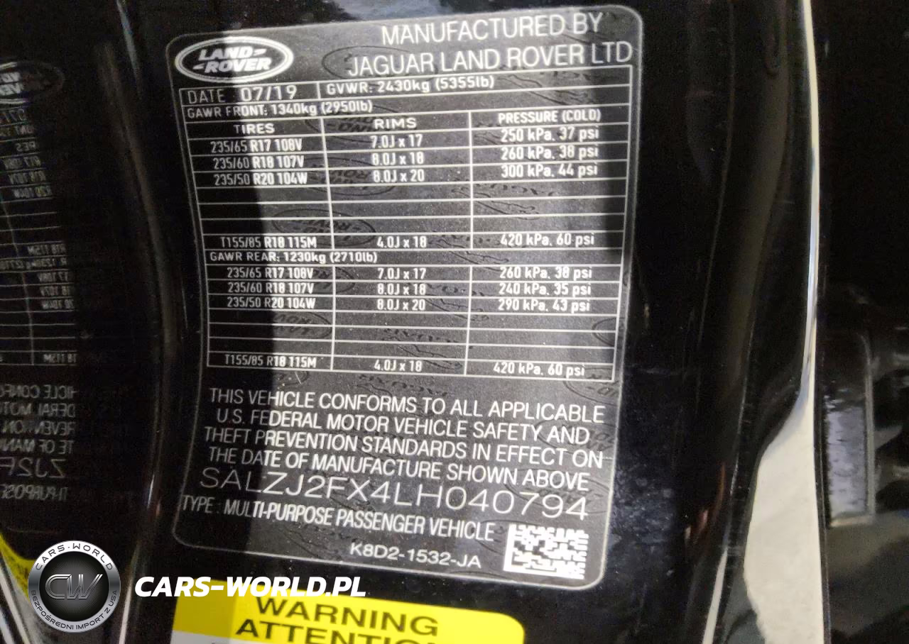 2020 Land Rover Range Rover Evoque S VIN:SALZJ2FX4LH040794 - 13