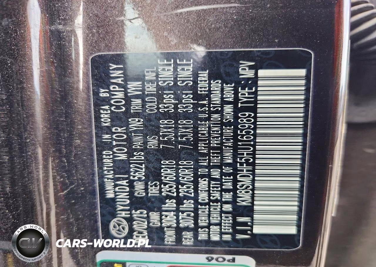 2017 Hyundai Santa Fe Se VIN:KM8SMDHF5HU165989 - 13