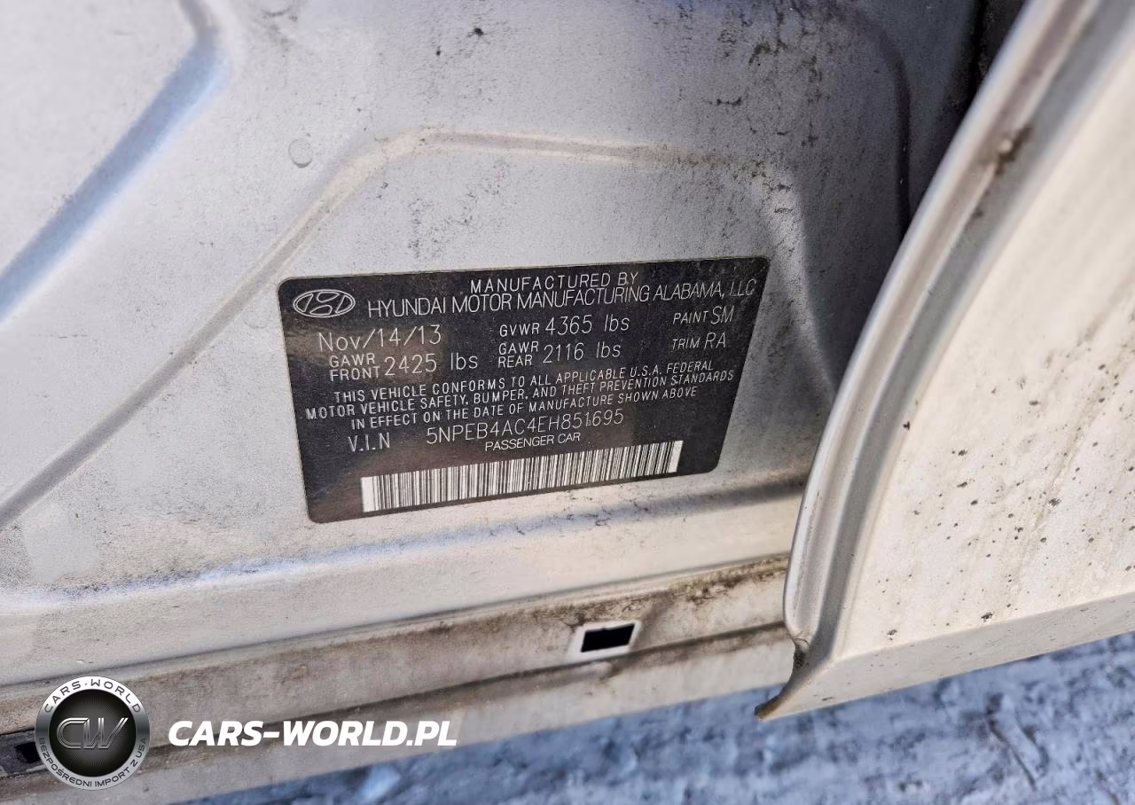 2014 Hyundai Sonata Gls VIN:5NPEB4AC4EH851695 - 12