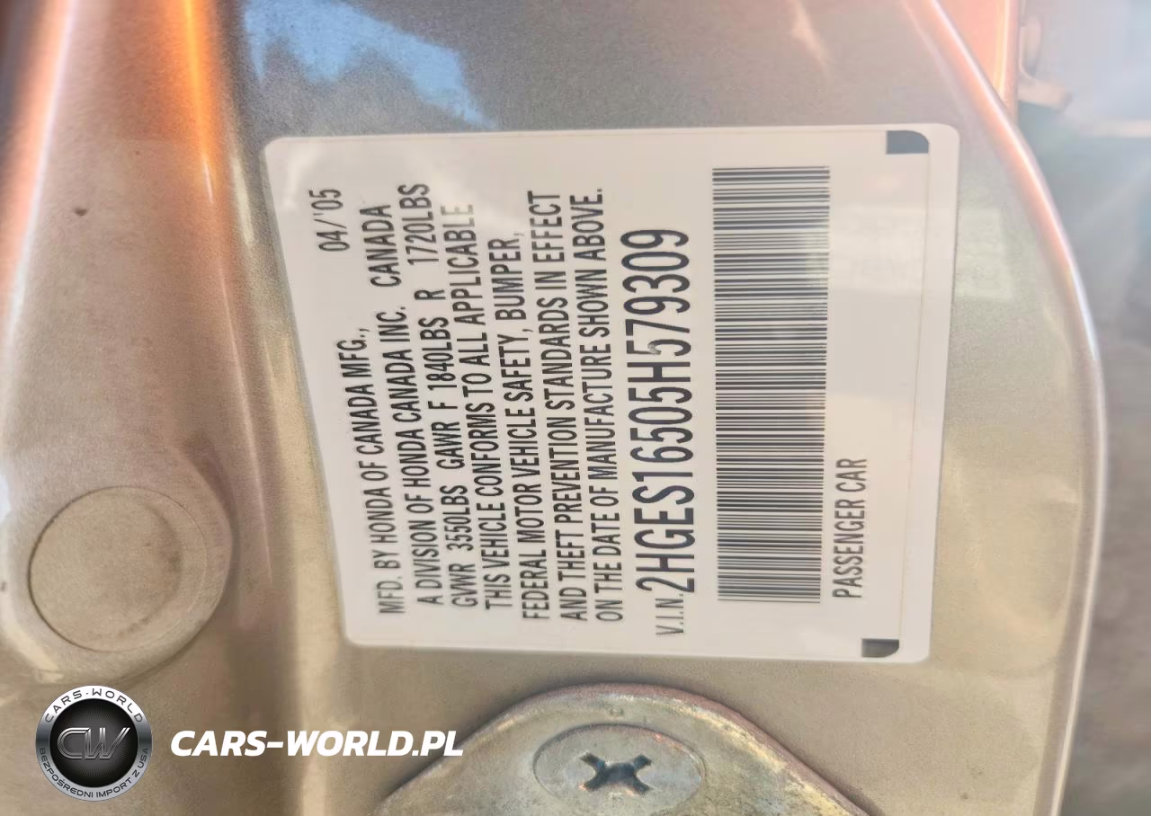 2005 Honda Civic Lx VIN:2HGES16505H579309 - 12