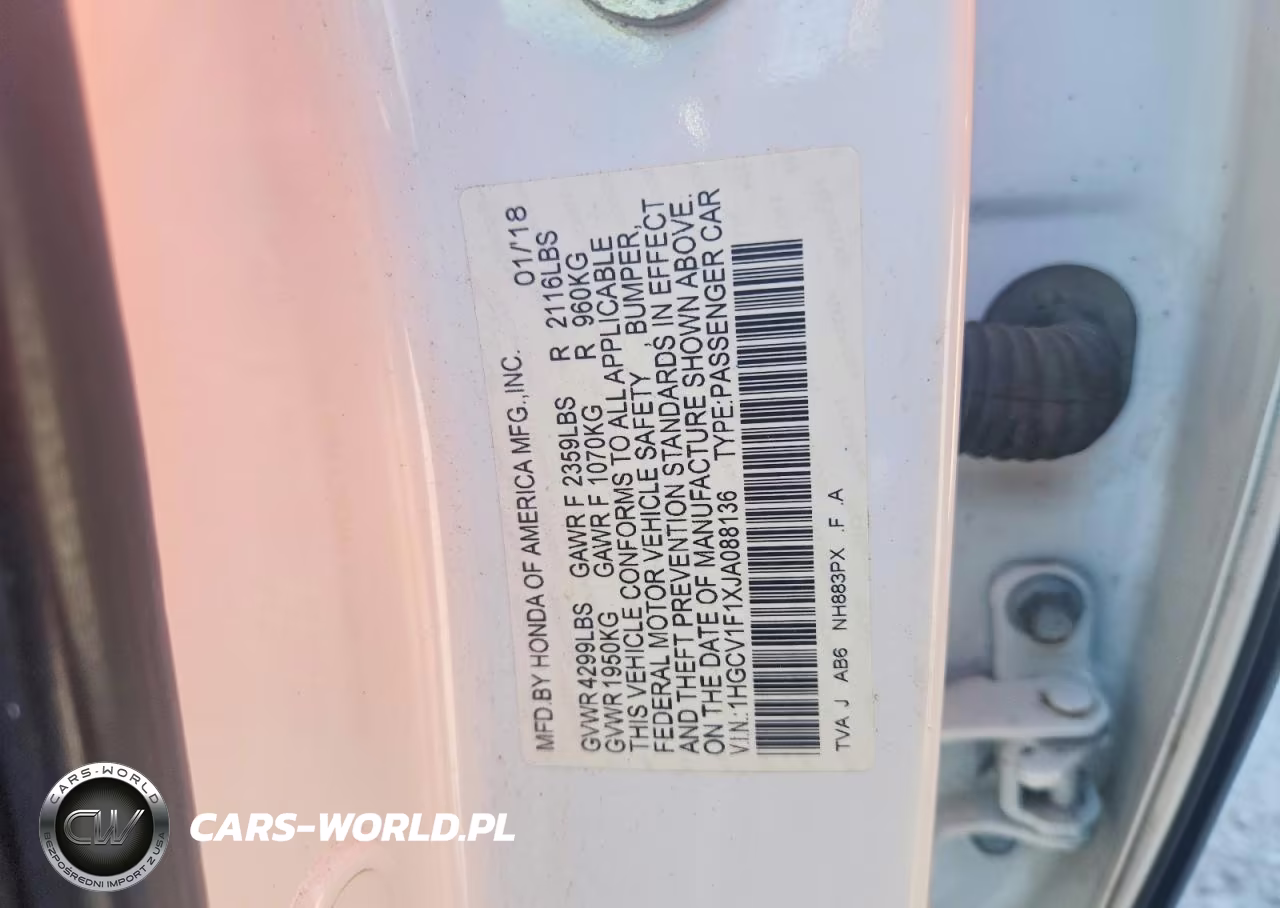 2018 Honda Accord Lx VIN:1HGCV1F1XJA088136 - 12